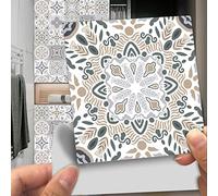 Kitchen Tile Stickers 10cm x 10cm Beige Stick on Tiles Tile Stickers for Bathroom Stick on Wall Tiles Backsplash for Kitchen Stick on Tiles Self-Adhesive Vinyl Home Decoration （10 Pieces）