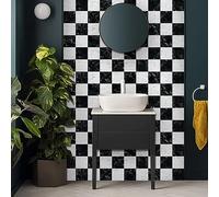 Kitchen Tile Stickers 15cm x 15cm Black White Stick on Tiles Tile Stickers for Bathroom Stick on Wall Tiles Backsplash for Kitchen Stick on Tiles Self-Adhesive Vinyl Home Decoration （10 Pieces）