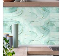 Kitchen Tile Stickers 15cm x 15cm Mint Green Stick on Tiles Tile Stickers for Bathroom Stick on Wall Tiles Backsplash for Kitchen Stick on Tiles Self-Adhesive Vinyl Home Decoration （10 Pieces）