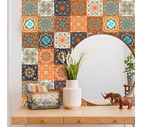 Kitchen Tile Stickers 15cm x 75cm Orange Stick on Tiles Tile Stickers for Bathroom Stick on Wall Tiles Backsplash for Kitchen on Tiles Self-Adhesive Vinyl Home Decoration （1 Pieces）