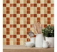 Kitchen Tile Stickers 20cm x 20cm Red Camel Square Stick on Wall Tiles Bathroom Self Adhesive Water Resistant,Heat Resistant Wallpaper PVC Tile,DIY Makeover