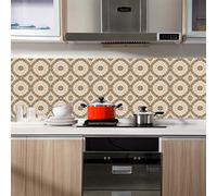 Kitchen Tile Stickers 20cm x 20cm Red Yellow Stone Effect Self Adhesive Stick on Tiles Kitchen,Waterproof Splashback Decals for Bathroom Wall, Removable for House Renters