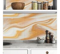 Kitchen Tile Stickers 20x20cm Orange Stick on Tiles Tile Stickers for Bathroom Stick on Wall Tiles Backsplash for Kitchen Stick on Tiles Self-Adhesive Vinyl Home Decoration （10 Pieces）