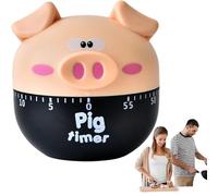 Kitchen Timer, 2.5x2.3" Cute Cartoon Pig Egg Timer Manual Mechanical, 60 Minute ABS Plastic Kitchen Timers for Cooking, Boiling Eggs