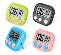 Kitchen Timer 4PCS Colorful Digital Kitchen Timer Magnetic Countdown Stopwatch Timer With Loud Alarm for Baking, Kitchen, Study, Exercise Training (Not Including Battery)