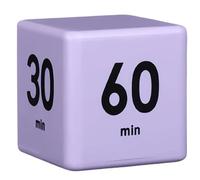 Kitchen Timer Cube, Kid Timer for Classroom Fitness, Desk for Studying Teaching Baking, Countdown Management Settings 15/20/30/60 Mins, Purple