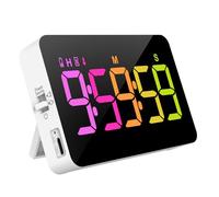 Kitchen Timer for Cooking, 10 RGB Color Changing Digital Magnetic Timer, Countdown/Up, Rechargeabilit, 3 Brightness Display, 3 Volume Levels and Vibration Mode, for Classroom, Home, Study, Fitness