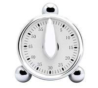 Kitchen Timer, Hosuho 8 * 6.8 * 4.6 cm 60 Minutes Mechanical Visual Timer, Silver Multifunction Countdown Alarm Clock for Cooking Baking Classroom Teaching