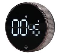 Kitchen Timer Rotating, Silent Magnetic Suction Kids Study Timer LED Countdown Timer Black with Large Led Display for Cooking, Seniors and Children