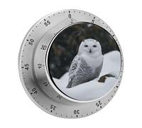 Kitchen Timer Snow Owl Printed Cooking Timer Clock with Loud Alarm No Batteries Required Wind for Cooking Baking