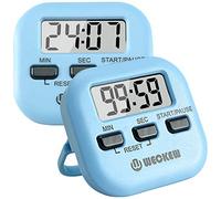 Kitchen Timer, WECKEW 2 Pack Digital Kitchen Timer Magnetic Countdown Stopwatch Timer with Loud Alarm, Big Digit, Back Stand, Hanging Hole for Cooking, Shower, Bathroom, Kids, Teacher(Blue)