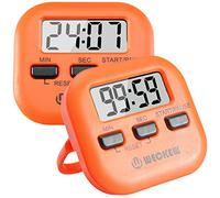 Kitchen Timer, WECKEW 2 Pack Digital Kitchen Timer Magnetic Countdown Stopwatch Timer with Loud Alarm, Big Digit, Back Stand, Hanging Hole for Cooking, Shower, Bathroom, Kids, Teacher(Orange)