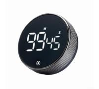 Kitchen Timer with Large LED Display - Magnetic Rotary Digital Timer Visual Timer, Easy Twist Operation for Homes Classroom Cooking Study Fitness(Black)
