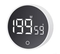 Kitchen Timer with Magnetic Attachment Digital Visual Timer 60 Minute Countdown Large LED Screen Adjustable Brightness Levels and Multi Volume Settings (White)