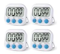 Kitchen Timers Digital for Cooking - 4Pcs Magnetic Countdown Stopwatch Timer with Loud Alarm, Big Digit & Stand for Egg, Shower, Toothbrush, Bathroom, Teacher, Kids, Classroom - Battery Not Included