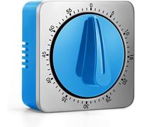 Kitchen Timers for Cooking, Chef Cooking Timer Clock with Loud Alarm, 100% Mechanical Desk Timer -No Batteries Required -Magnetic Back, Exquisite Stainless Steel Body -Countdown Reminder Magnetic-Blue