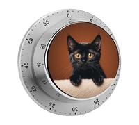 Kitchen Timers for Cooking Cute Peeping Black Cat Visual Timer Stainless Steel Magnetic Kitchen Timer with Alarm Cooking Timers for Baking, Exercise, Sports, Study & Outdoor Use
