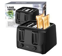 Kitchen Toaster Toastie Maker - Pop Up, Cool Touch 6 Settings | Bagel Toast Kitchenware Appliance, Household 2 Slice 4 Slice Bread Waffles, Crumpets | Multi Purpose Toasting (4 Slice Black)
