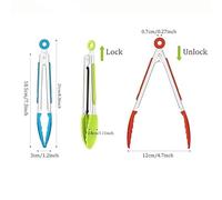 Kitchen Tongs 1pc Food Tongs Stainless Steel Kitchen Non-Slip Cooking Clip Clamp BBQ Salad Tools Grill(Blue)