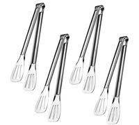 Kitchen Tongs, 4Pcs Food Buffet Tongs 9'' and 12'' Heat Resistant Handle Clip, Stainless Steel Serving Tongs for Barbecue Cooking Salad Serving and Frying