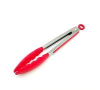 Kitchen Tongs 9 Inch Kitchen Tong Stainless Steel Grill Tongs Non-Slip Clip Clamp BBQ Salad for Cooking(Red)