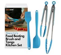 KITCHEN TONGS SET, 2 TONGS, 1 SILICONE BRUSH, and 1 SPATULA