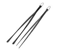 Kitchen Tongs Toothed Tweezers 1Pc/1Set 16/20/25/30cm Stainless Steel Long Food Tongs Sturdy Beef-Meat Barbecue BBQ Tool Kitchen Accessories(1 Set-30cm Black)
