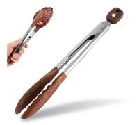 Kitchen Tongs, Wooden Toaster Tongs with Stainless Steel Grip, Heat-Resistant Kitchen Tong for Grilling Cooking Salad & Party Food Handling, Made of Natural Walnut Wood (11.4 inches /29cm)