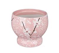 Kitchen Tool Ceramic Pattern Mortar & Pestle Set, with Elegant White Flower Spots and Wooden, Grinder Spice Herb Kitchen Tool, 3.7 In Comfortable and Easy to use(Pink)