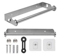 Kitchen Towel Holder Wall Mounted Kitchen Roll Holder Under Cabinet Wall Mounted, Two Mounting Options No Drilling Cupboard Roll Holder, Stainless Steel Paper Rack for Home Kitchen Bathroom (Silver)