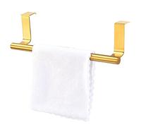 Kitchen Towel Rack, Towel Holder for Cupboard Drawer Cabinet, Over Door Tea Hand Towel Rack 23cm, Door Hanger, Over the Door Towel Rail for Bathroom- Anti Slip Anti Scratch Stripe,No Drilling (Gold)