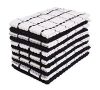 Kitchen Towels 12 Pack - Dish Towels and Dish Cloths - Hand Towel and Dishcloths Sets - 100% Soft Ring Spun Combed Cotton - Great for Cooking in Kitchen or Household Cleaning - Size 15" x 25" (Black)
