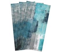 Kitchen Towels,Microfiber Cleaning Cloths, Turquoise and Grey Abstract Art Painting Teal Soft Dish Towels for Kitchen, Pack of 3 Absorbent Reusable Dish Towels,Tea Towels,Bar Towels,18x28 Inch
