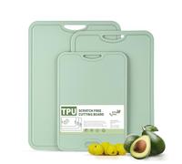 Kitchen TPU Cutting Boards, Set of 3 Non-Slip Cutting Boards with Juice Slot, Knife Mark Resistant Cutting Mat, BPA Free, Dishwasher Safe, Cutting Board