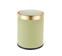 Kitchen Trash Can 15L Round Roman Texture Trash Can With Lid, PP Plastic Waste Bin, Luxury Gold Accent, Press Top Opening For Bathroom, Bedroom, Living Room & Office, Multiple Color Options(Green)