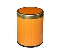 Kitchen Trash Can 15L Round Roman Texture Trash Can With Lid, PP Plastic Waste Bin, Luxury Gold Accent, Press Top Opening For Bathroom, Bedroom, Living Room & Office, Multiple Color Options(Orange)