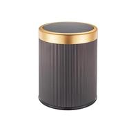 Kitchen Trash Can 15L Round Roman Texture Trash Can With Lid, PP Plastic Waste Bin, Luxury Gold Accent, Press Top Opening For Bathroom, Bedroom, Living Room & Office, Multiple Color Options(Grey)