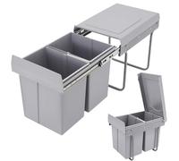 Kitchen Trash Can Cabinet 20L Dual Pull-Out Bins Expandable Recycling Bin Waste Sorting System with Handle Lid Standard Model for Efficient Waste Management