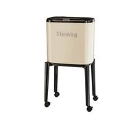 Kitchen Trash Can Tall Rectangular Waste Bin With Press Open Lid Construction Sl lossy Finish Four Raised Feet Suitable for busy kitchens dorm rooms, Cream