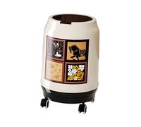 Kitchen Trash Can with Wheels Waste Bin Double Container Inner Bucket Elegant Design Floral Pattern PP Silent Suitable for Home So, with Lid S White