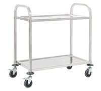 Kitchen Trolley 2-Tier Stainless Steel Silver 96.5x55x90cm Mobile Cart 4 swivels