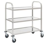 Kitchen trolley 95x45x83.5cm Silver stainless steel 3-tier serving carts mobile
