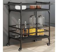 Kitchen Trolley Black 82x40x78.5cm Engineered Wood & Steel, Wheels, Vintage Cart