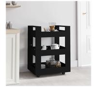 Kitchen Trolley Black Engineered Wood 60x45x80 cm Mobile Prep Cart with Wheels