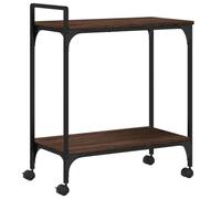 Kitchen Trolley Brown Oak Look Made of Wood Material and Steel 60.5 x 31 x 72.5 cm with Wheels and Storage Space, Serving Trolley and Trolley for Kitchen, Dining Room, Living Room