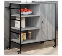 Kitchen Trolley Engineered Wood Grey Sonoma 87.5x38.5x84.5cm Mobile Cart Wheels