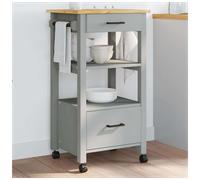 Kitchen trolley Grey 48x40x88.5cm Solid Pine Wood with Drawer Shelf and Casters