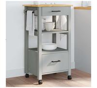 Kitchen trolley Grey 48x40x88.5cm Solid Pine Wood with Drawer Shelf and Casters
