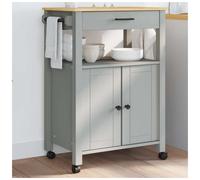 (grey, 60 x 40 x 90 cm) vidaXL Kitchen Trolley Rolling Cart Storage Cart Trolley MONZA Solid Wood Pine