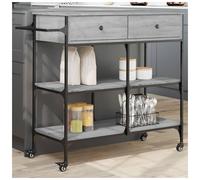 Kitchen trolley Grey Sonoma 105x42x95cm Engineered wood & Steel mobile cart tall